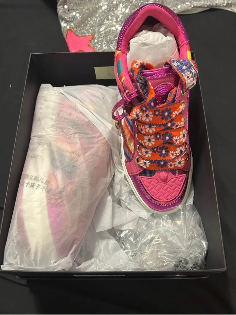 Kurt Geiger Pink Multicolor Floral-Accent Sneakers
